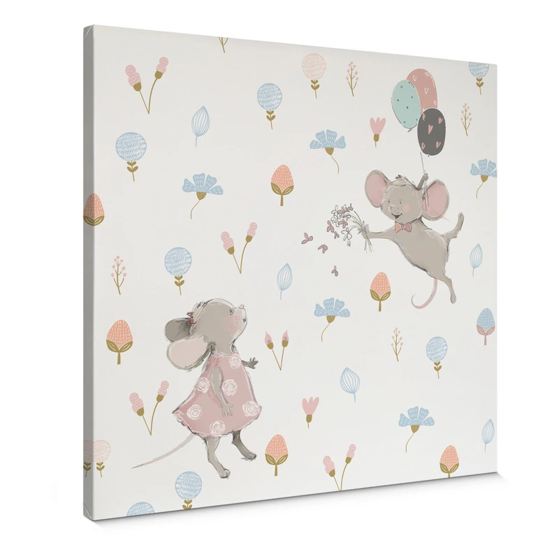 Leinwandbild Kleine Mäuse mit Luftballons - UN Designs 