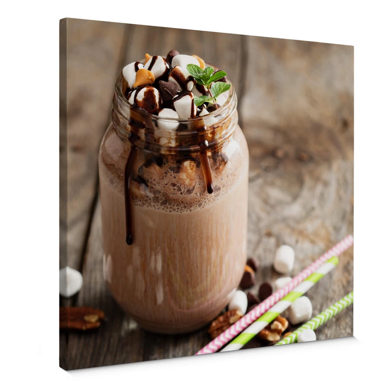 Leinwandbild Schoko Milchshake - Quadratisch 