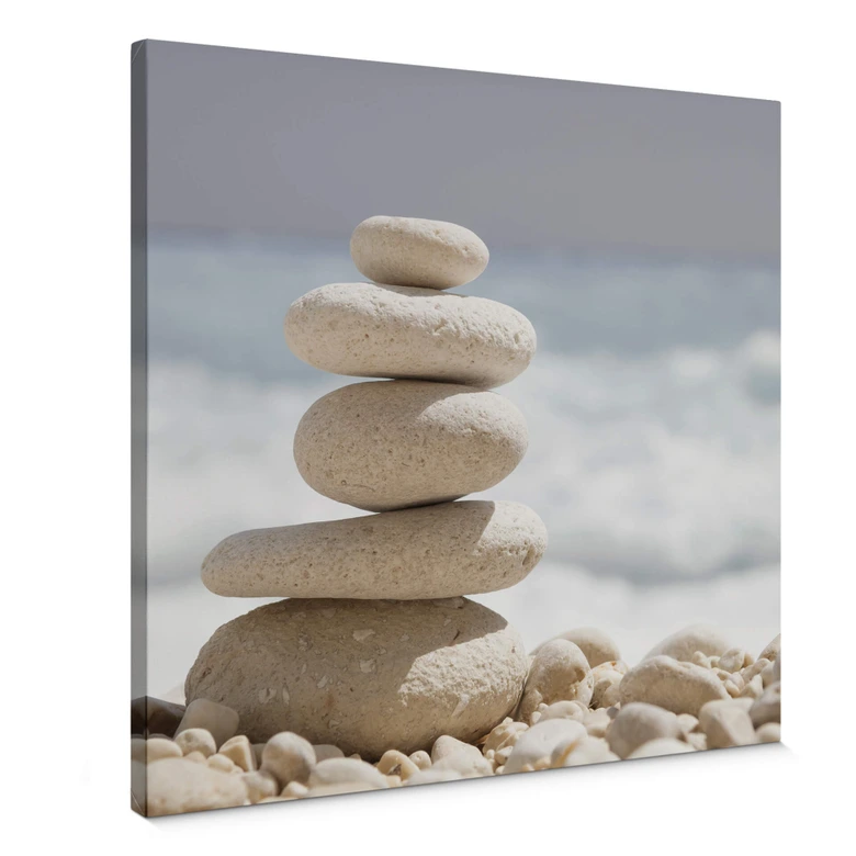 Leinwandbild Steine am Meer - Quadratisch 