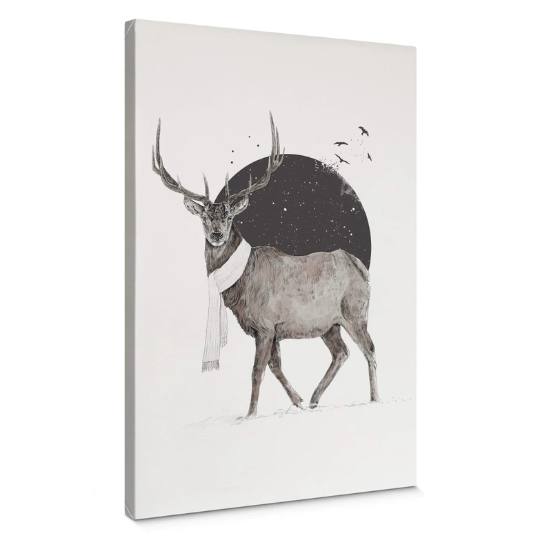 Leinwandbild Solti - Hirsch im Winter 