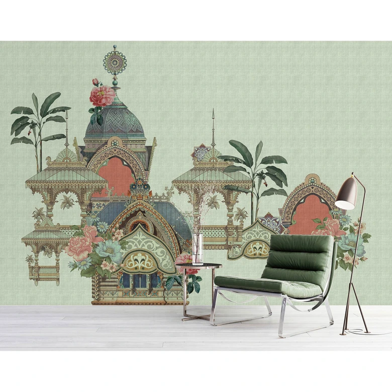 Livingwalls Fototapete Walls by Patel 3 Jaipur 1 grün, beige, rot 