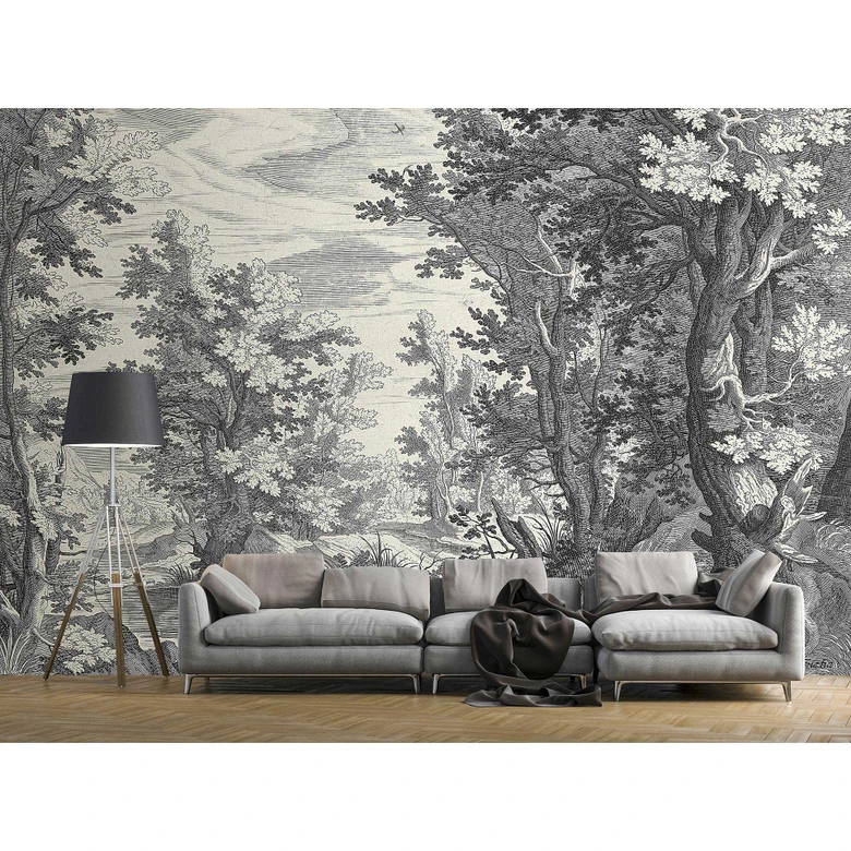Livingwalls Fototapete Walls by Patel 3 Fancy Forest 3 grau 