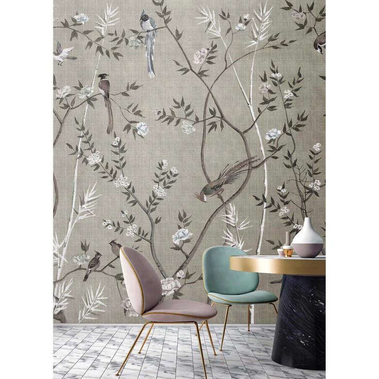 Livingwalls Fototapete Walls by Patel 3 Tea Room 2 braun, weiß, grau, grün 