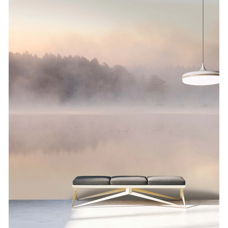 Skogssjö med dimma, premium non woven Fototapet från Livingwalls, väggar från Patel 3, Avalon 2 