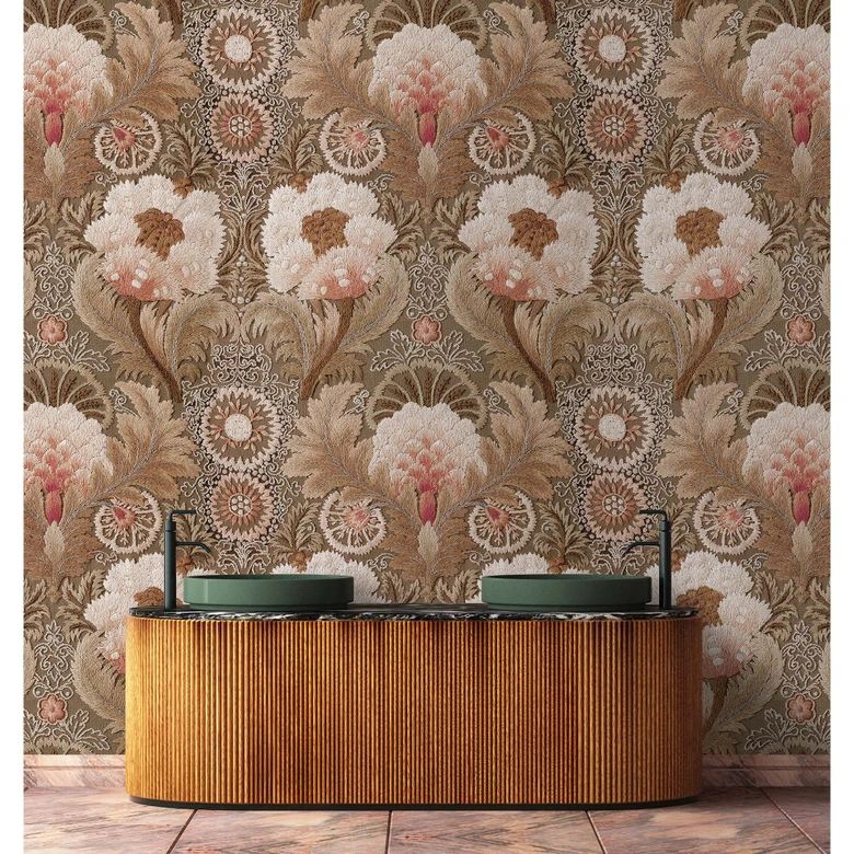 Livingwalls Fototapet Walls by Patel 3 Chateau 1 brun, rosa, beige, vit 