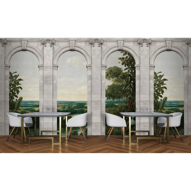 Fotomural Paredes de Patel 3 Castello 2 verde, gris, beige, azul 