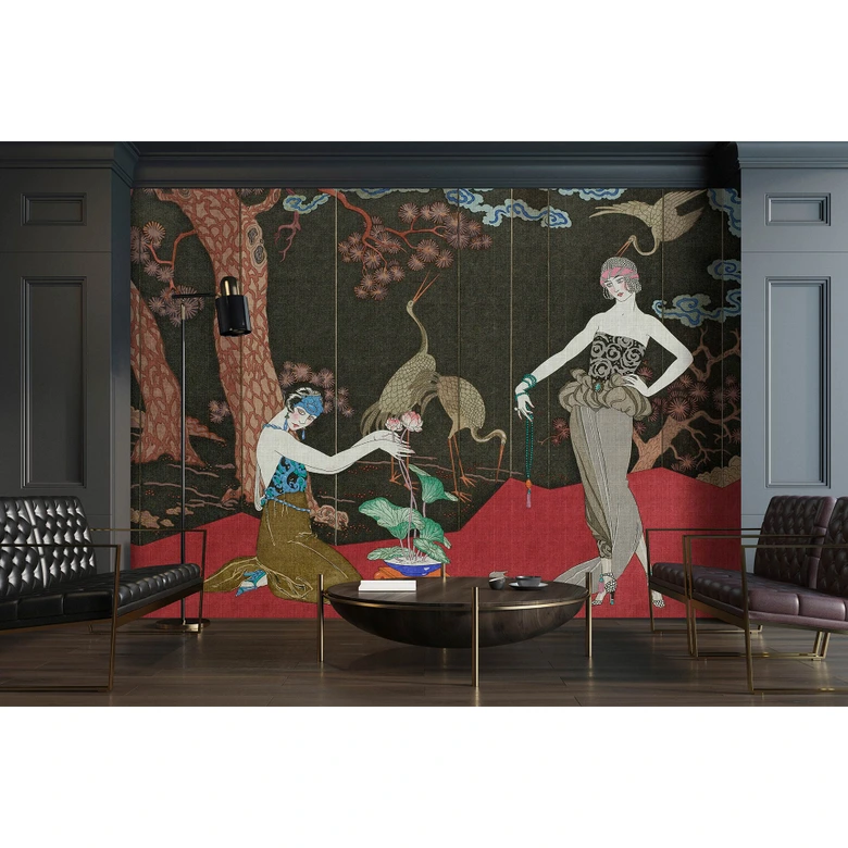 Fotomural Paredes de Patel 3 Babylon 1 rojo, negro, marrón, naranja, azul 