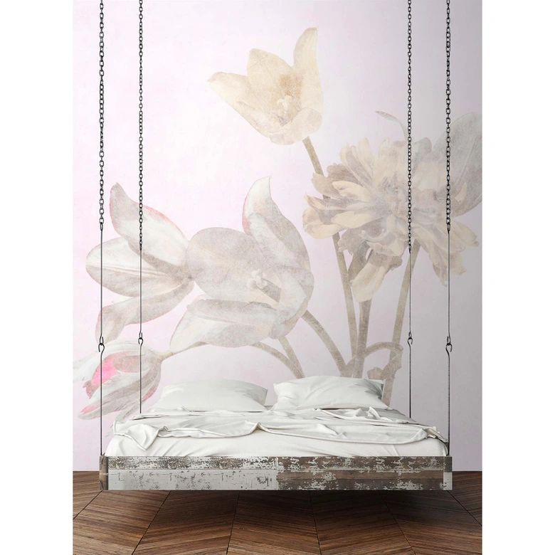 Fotomural Paredes de Patel 3 Morning Room 1 morado, amarillo, beige, gris, rosa 