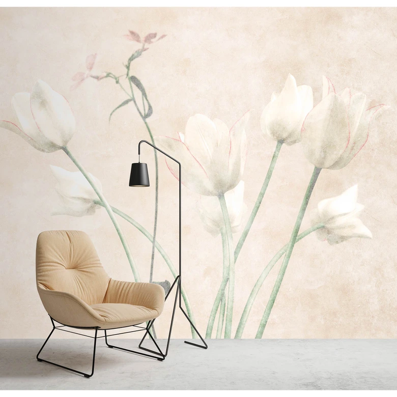 Fotomural Paredes de Patel 3 Morning Room 3 amarillo, verde, rosa, gris 