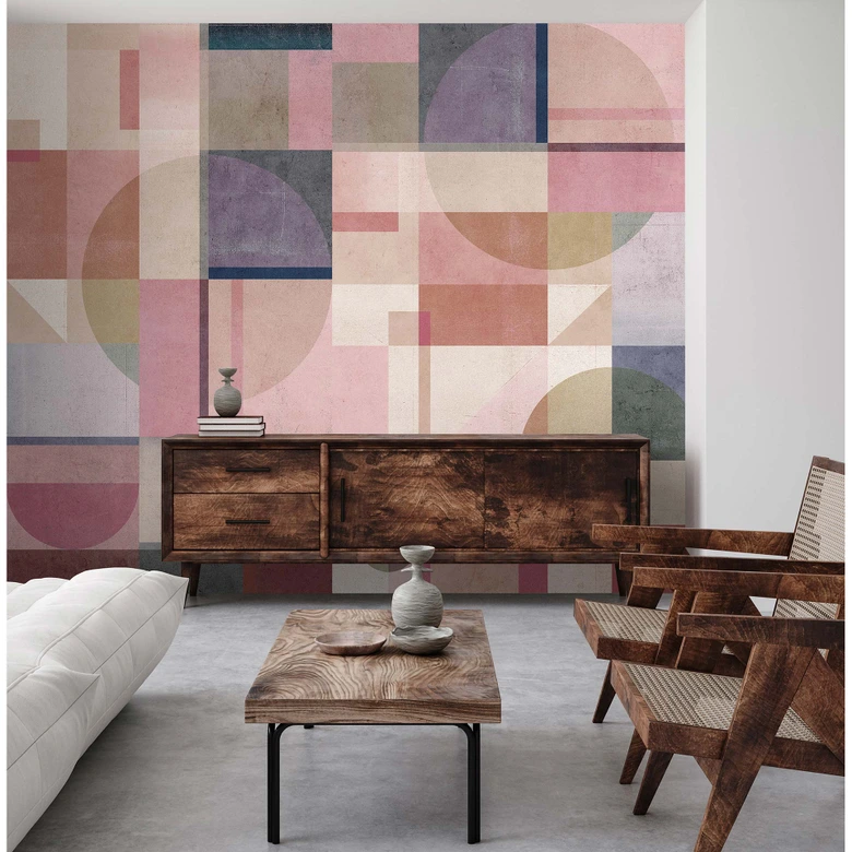Livingwalls Fototapete Walls by Patel 3 Piazza 2 rosa, lila, beige, blau, grau 