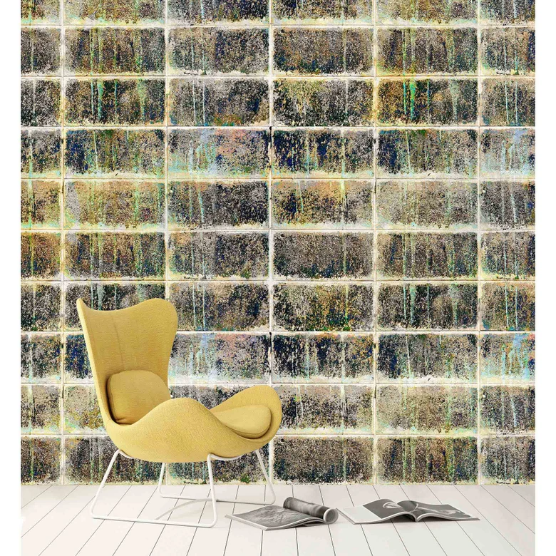 Livingwalls Fototapete Walls by Patel 3 Factory 1 gelb, blau, beige, grün 