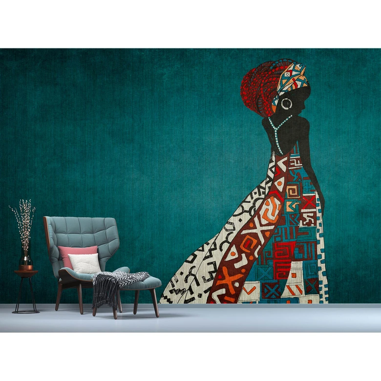 Livingwalls Fototapet Walls by Patel 3 Nairobi 1 blå, röd, svart, vit, gul 