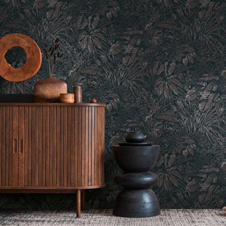 Papier peint forêt dans les tons brun-cuivré - papier peint intissé à motif naturel 