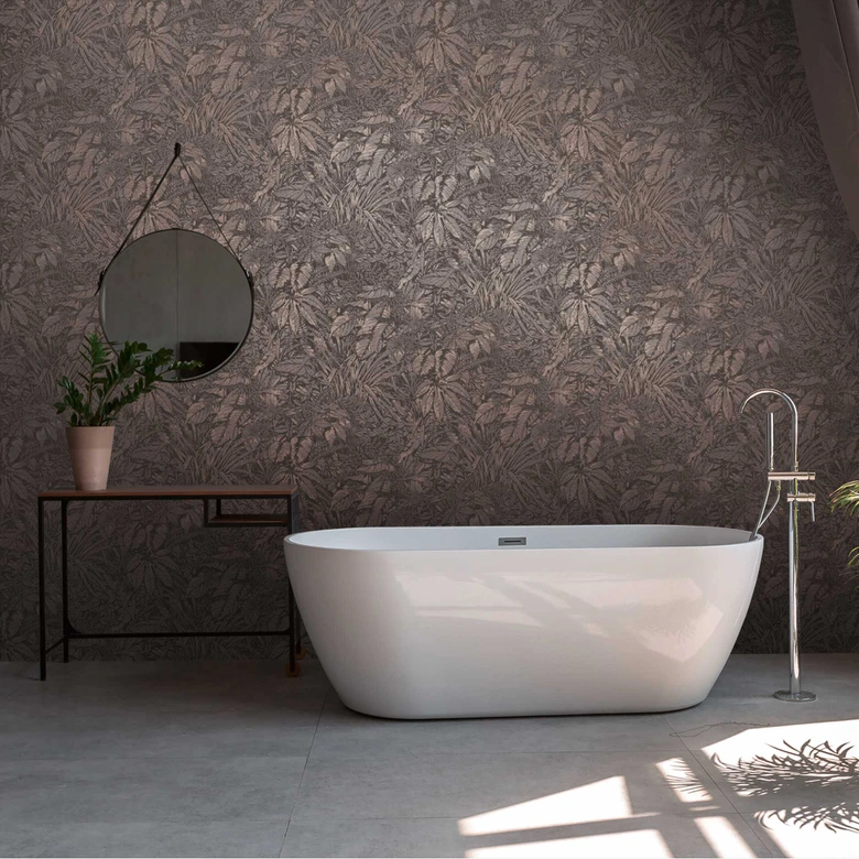 Monochrome Blatt-Tapete in Grau - Vliestapete mit botanischem Design 