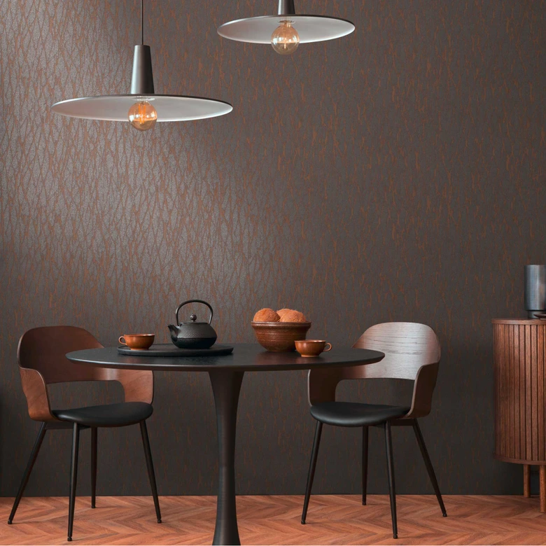 Papier peint structuré abstrait marron-gris - design moderne intissé 