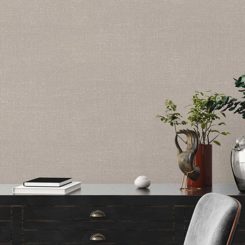 Strukturierte Vliestapete Taupe - Wandbekleidung mit feinem Linien für ein modernes Zuhause 
