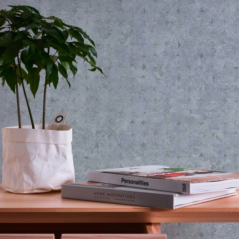 Muestra geométrica en gris deslavado - papel pintado no tejido con textura Modernes Wohnen 