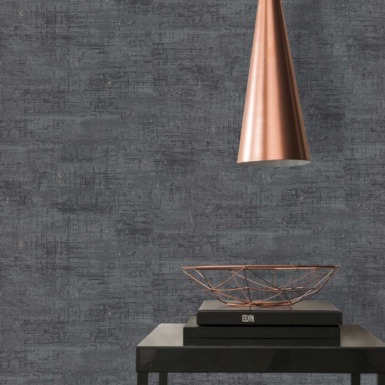 Papier peint abstrait industriel anthracite avec des accents métalliques - papier peint intissé texturé 