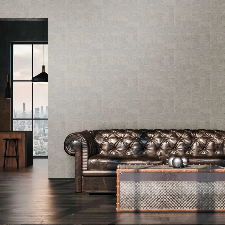 Papier peint texturé légèrement brillant en gris - papier peint aspect béton - papier peint intissé moderne 