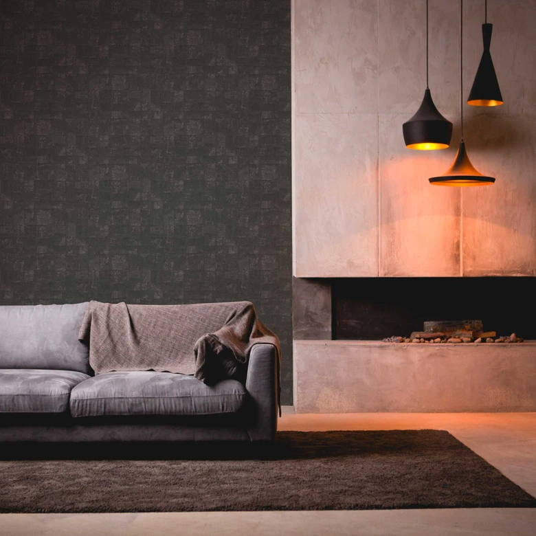 Papier peint effet pierre métallisé brillant anthracite - papier peint intissé de luxe gris foncé 