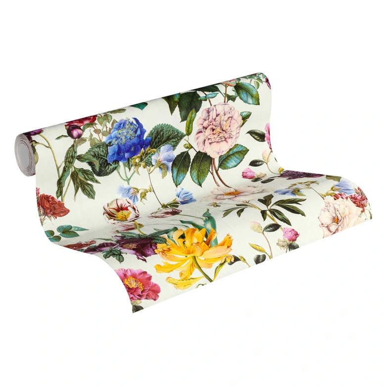 Jette Joop Vliestapete Blumentapete floral bunt, grau, grün 