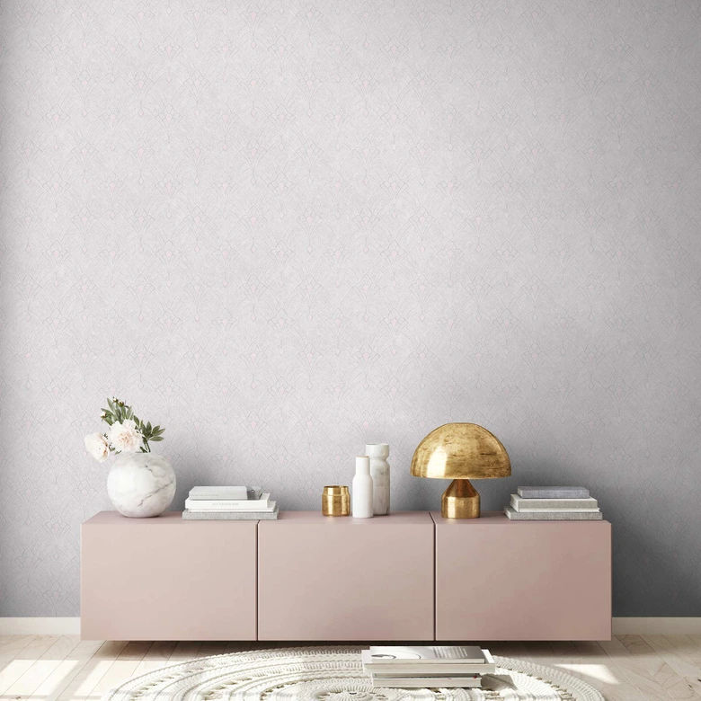 Livingwalls Art Déco Tapete Mata Hari Vliestapete creme, rosa, grau 