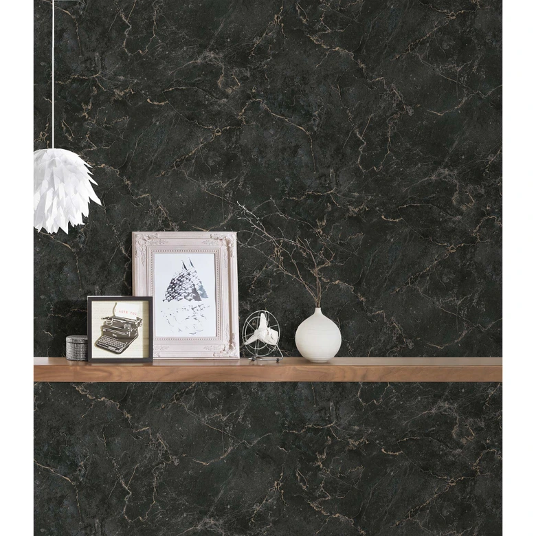 Michalsky Living Marmortapete Change is good Vliestapete Monumental Marble schwarz, gold 