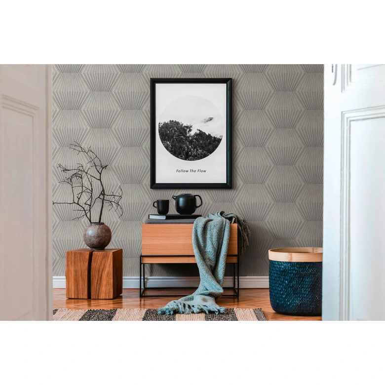 Livingwalls 3D Tapete Titanium 3 Vliestapete geometrisch grau, silber 