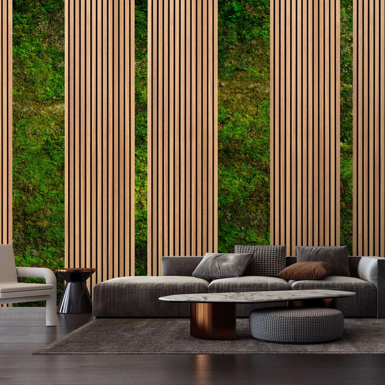 Mos en houtlook fotobehang groen & bruin - vliesbehang natuur design 
