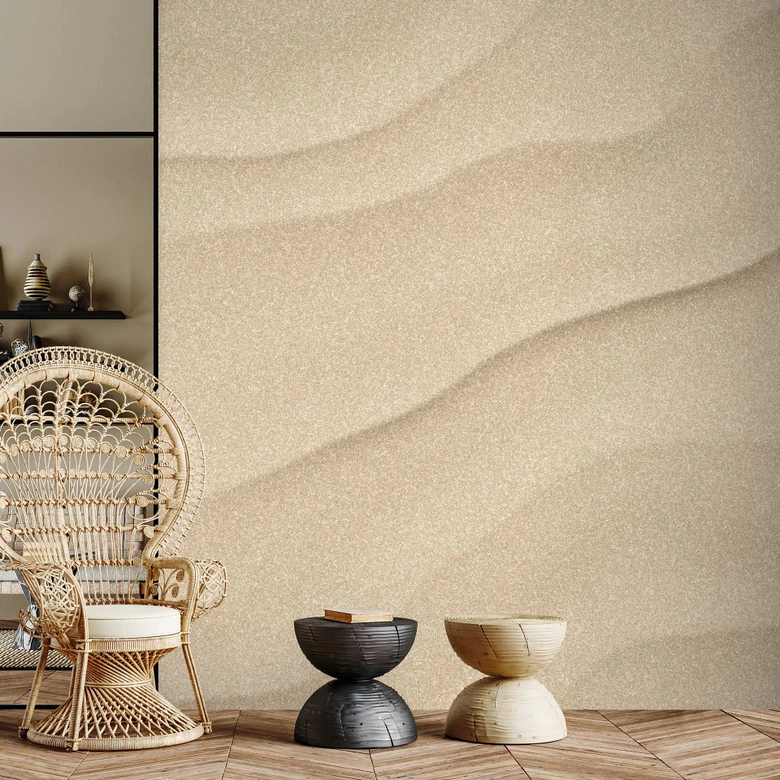 Fototapete Sanddünen Optik Beige - Vliestapete für ein natürliches Ambiente 