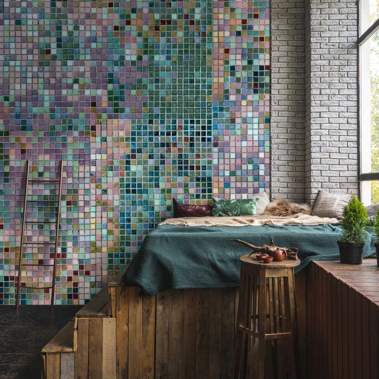 Mosaikfliesen Fototapete - Buntes Glasmosaik Design 