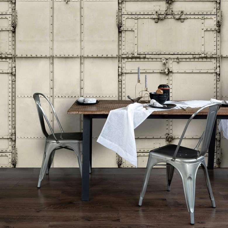 Industrie-Style Fototapete - Metallic Platten Look in Grau 