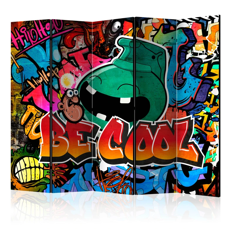 Paravent Séparation de pièce - Graffiti - Être cool , 5 pièces - 225x172 cm 