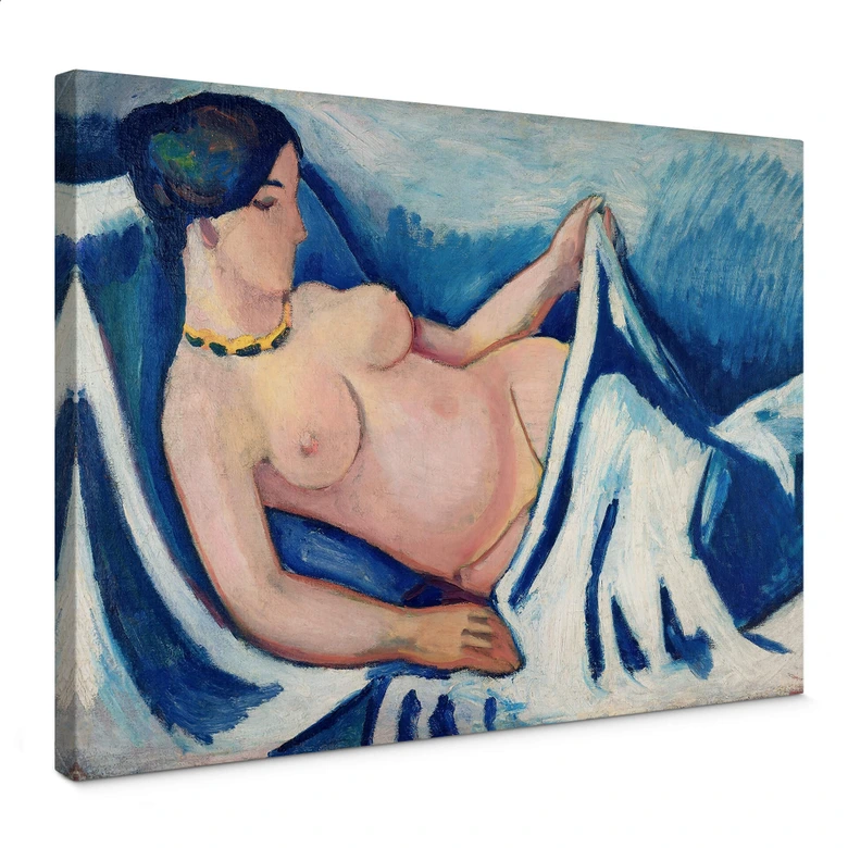 Tableau sur toile Macke - Nu féminin allongé 
