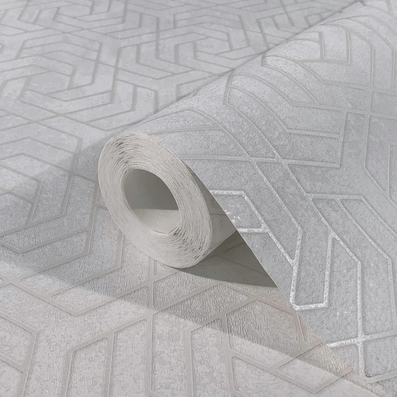 vliesbehang in 3D look grijs grafisch  