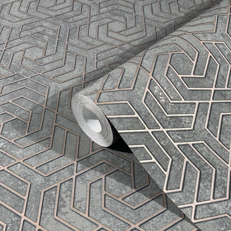 Vliestapete in 3D-Optik Grau Grafisch  