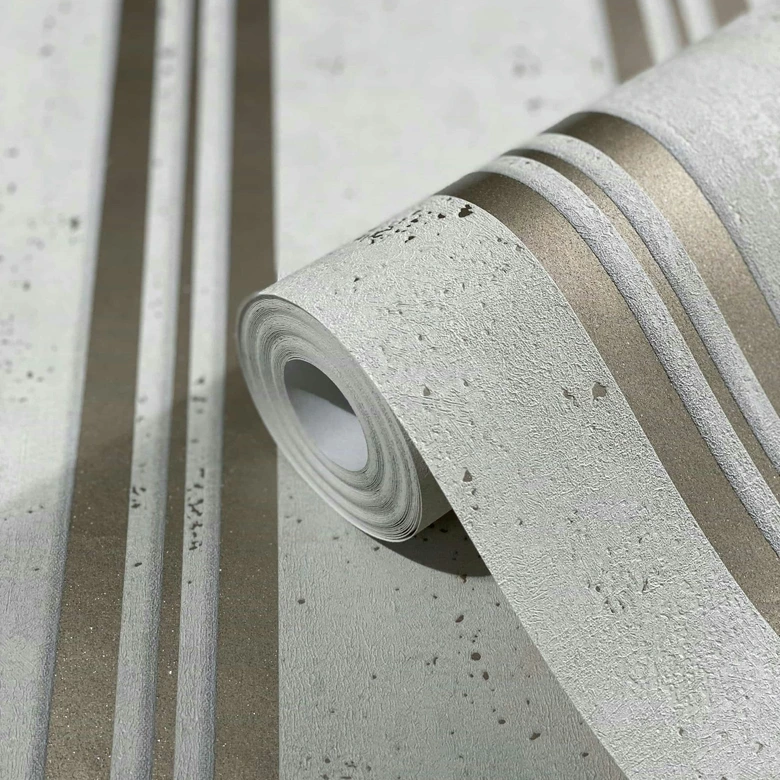 Vliestapete mit Streifen und Metallic-Effekt Beige Streifen  