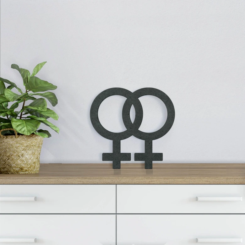 MDF bogstaver - Kønssymbol Homoseksuel kvinder 