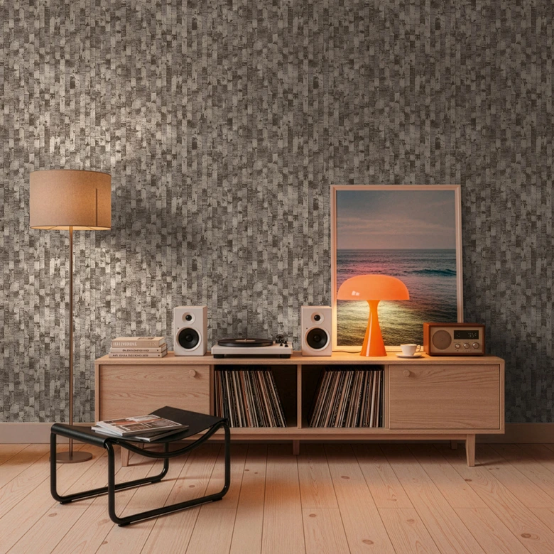 Vliestapete Daniel Urban Lines grau beige schwarz metallic - Streifen Oberflächenstruktur 