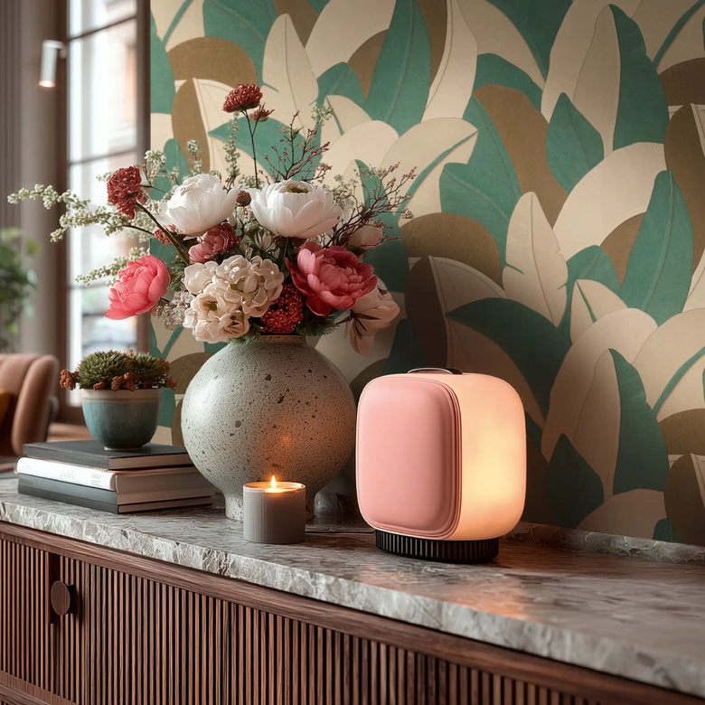 Vliestapete Isabelle Golden Canopy Palmen Petrol Beige - Palmenblätter Dschungel braun grün 