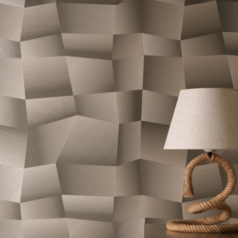 Vliestapete Damian Refined Dimensions 3D Geometrisch Grau Metallic - Tapete moderne Struktur 