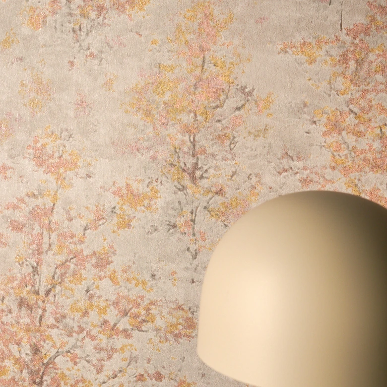 Papel pintado no tejido Astrid Whispering Woods beige amarillo marrón - papel pintado bosque árboles acuarela papel pintado naturaleza 