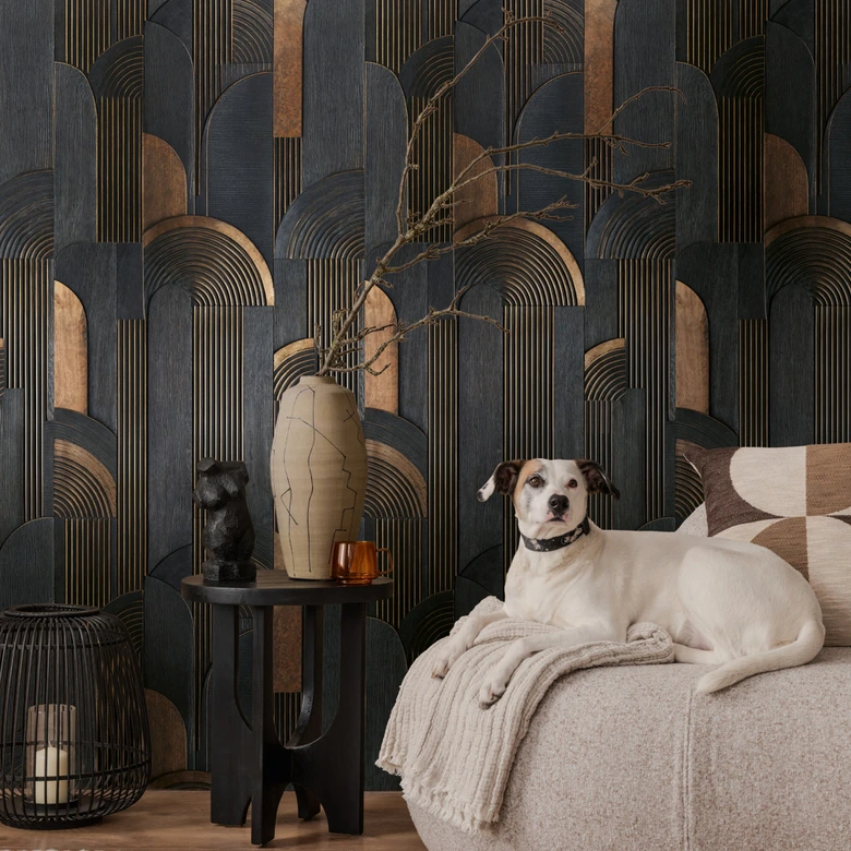 Non-woven Wall Mural Art Deco Bows Black Brown Beige matt expandable 1,59 x 2,80 m Wall Art 