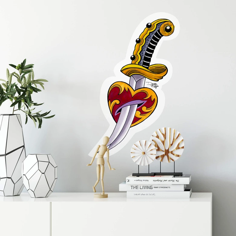 Wandtattoo Miami Ink Schwert mit Herz 