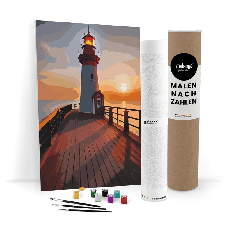 Malen nach Zahlen Leinwandbild - Leuchtturm neue Perspektiven  