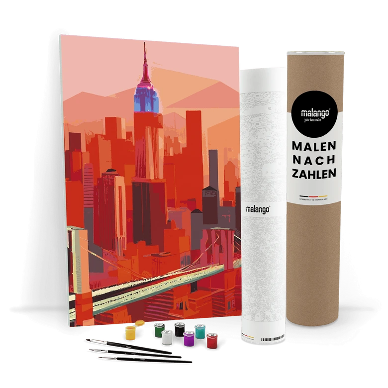 Malen nach Zahlen Leinwandbild - New York red Skyline  