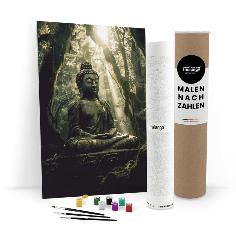 Malen nach Zahlen Leinwandbild - Buddha Bahi im Wald  