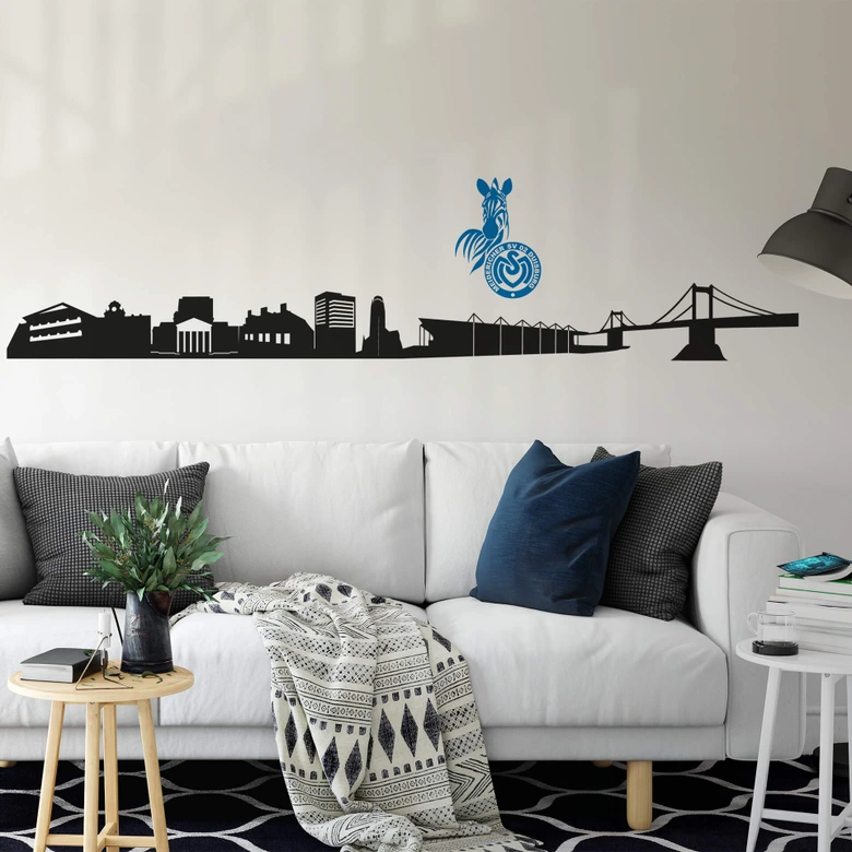 Wandtattoo MSV Duisburg Skyline mit Logo farbig 
