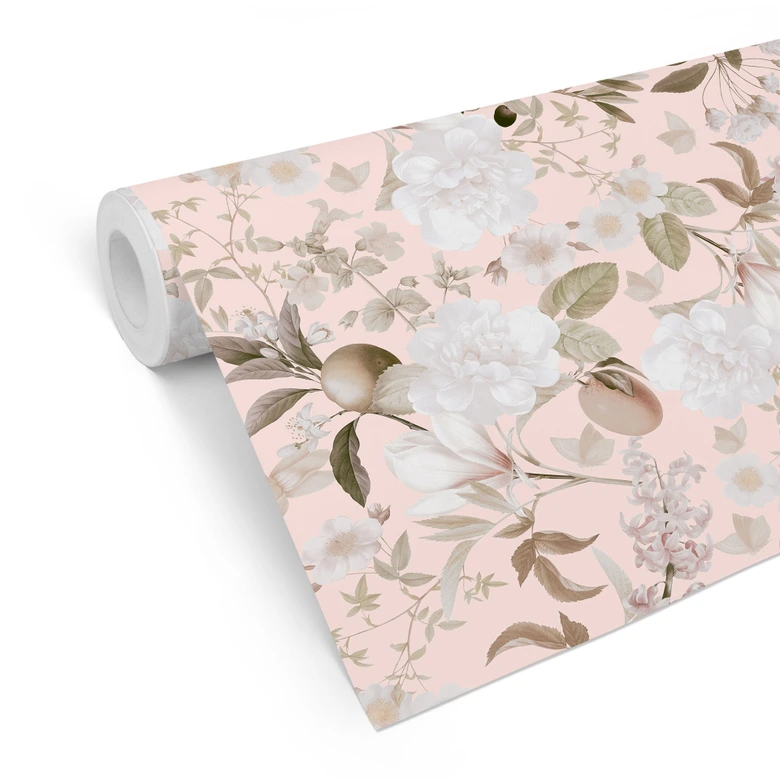 Boho Patroonbehang met bloemen en fruit - UN Designs 