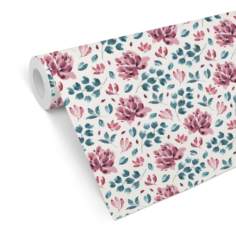 Mustertapete - Aquarell Blüten 03 - pink 